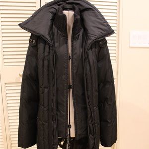 Ellen Tracy long black down coat